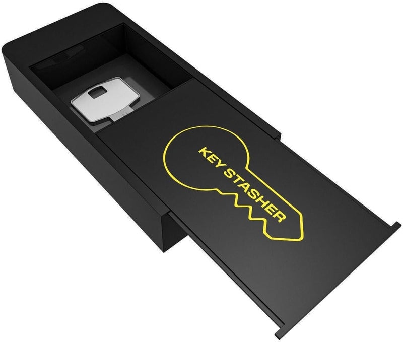 KEY STASHER Magnetic Hide A Key Holder - 3.8 x 2 Inches - Black Magnetic Key Holder Under Car - Durable Plastic KeyHolder - Key Hider Key Box Hide a Key Case Extra Home Key Safe (XL) - Image 1